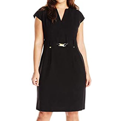 Women's Plus-Size Shirt Dress with Gold Hardware